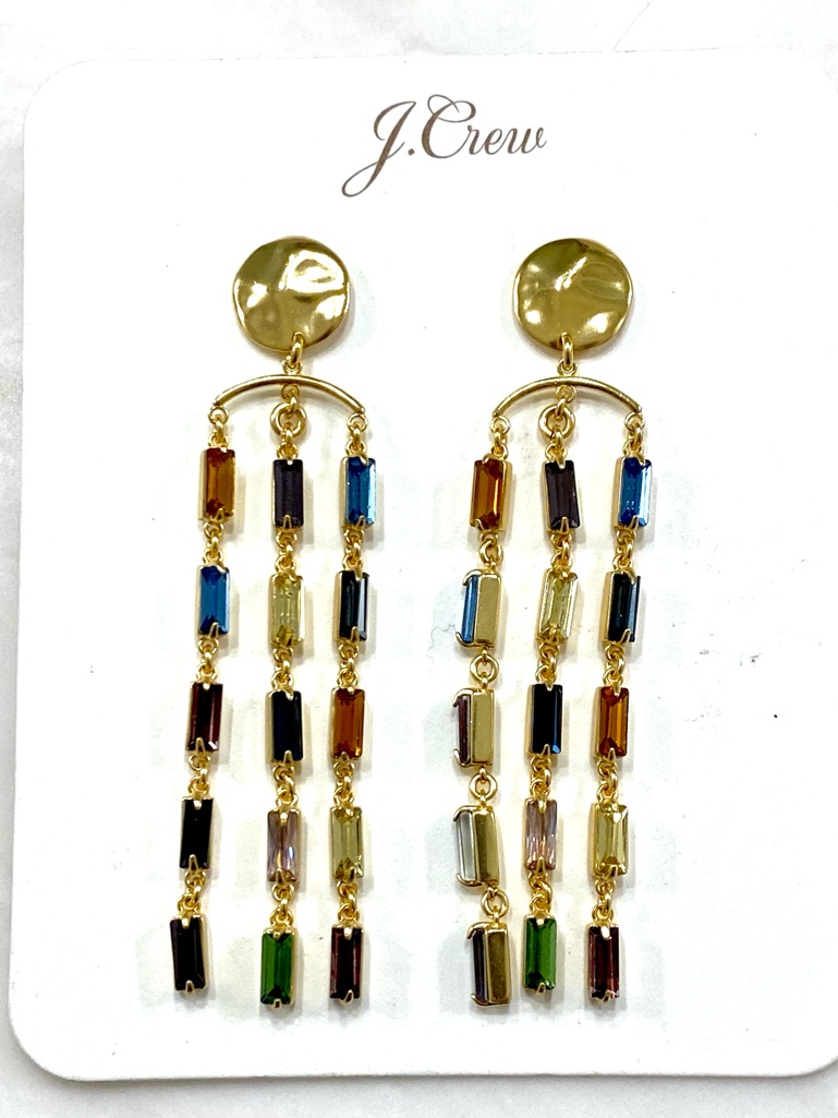 J. Crew Gold-Tone Multi-Color Baguette Drop Earrings